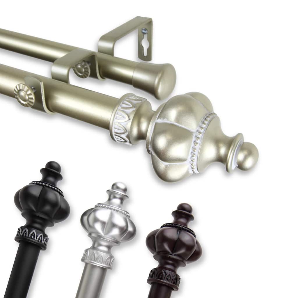 InStyleDesign Revel 1 inch Diameter Adjustable Double Curtain Rod