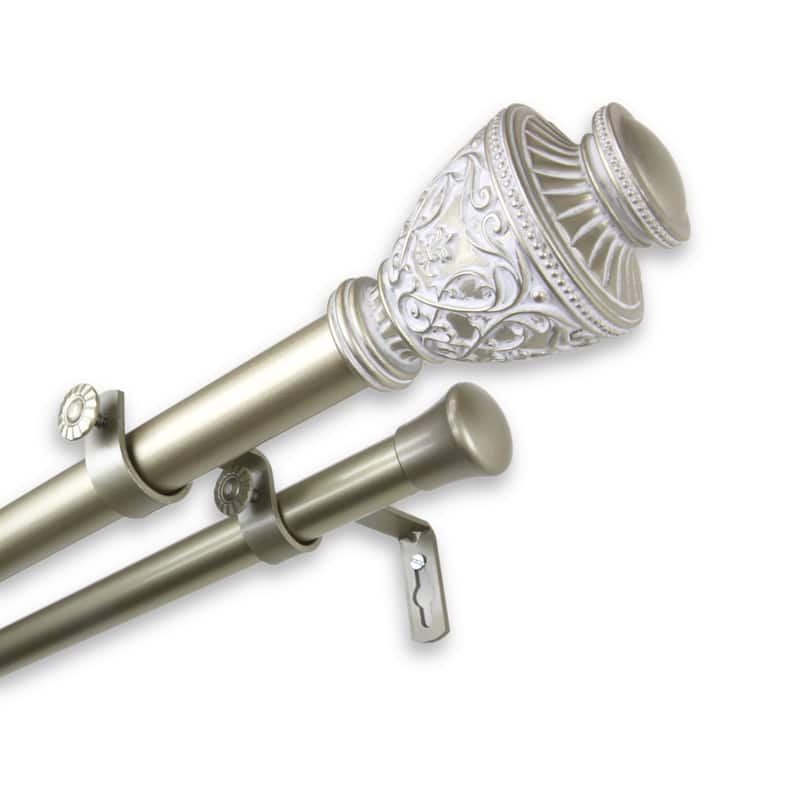 Copper Grove Vayk Adjustable Double Curtain Rod (1 in. Dia.) - 160 to 240 inches - Light gold