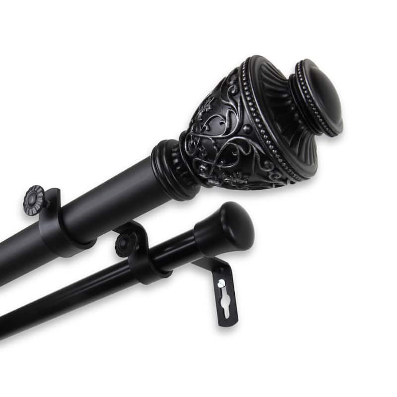 Copper Grove Vayk Adjustable Double Curtain Rod (1 in. Dia.) - 160 to 240 inches - Black