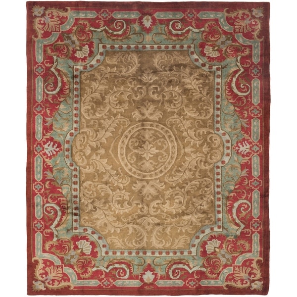 ECARPETGALLERY Hand-knotted Kathmandu Brown, Dark Red Wool Rug - 8'1 x 9'10
