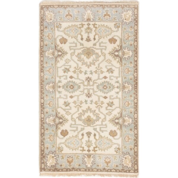 ECARPETGALLERY Hand-knotted Royal Ushak Cream Wool Rug - 3'0 x 5'0