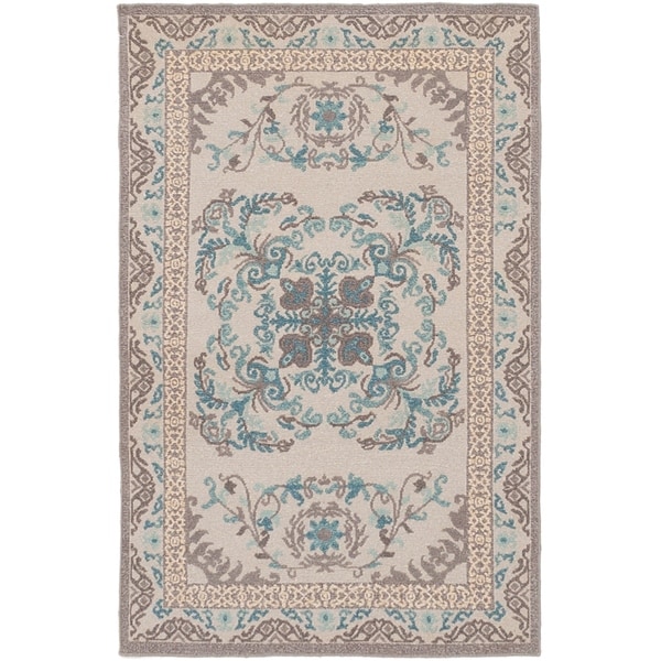 ECARPETGALLERY Flat-weave Tamar Light Grey Wool Sumak - 3'6 X 5'6