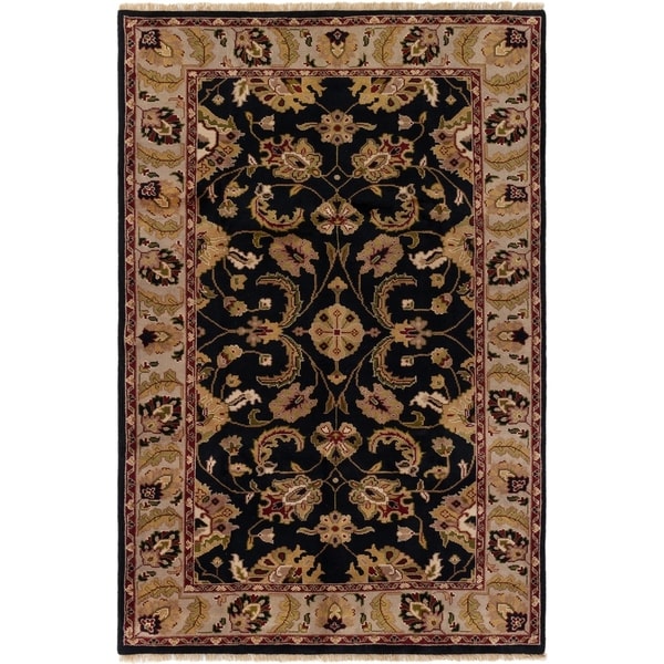 ECARPETGALLERY Hand-knotted Royal Mahal Black Wool Rug - 5'9 x 8'7