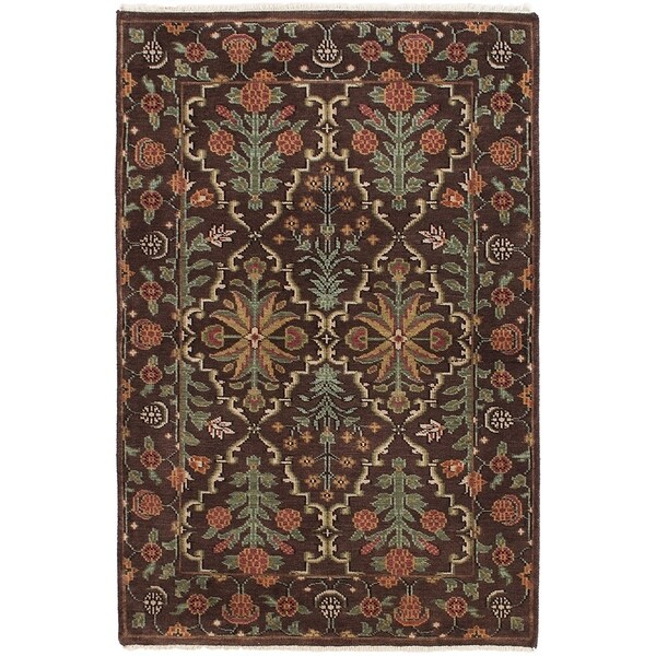 ECARPETGALLERY Hand-knotted Finest Agra Jaipur Dark Brown Wool Rug - 4'0 x 6'0