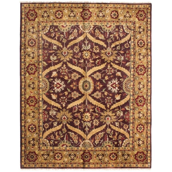 ECARPETGALLERY Hand-knotted Royal Mahal Dark Burgundy Wool Rug - 8'0 x 10'0