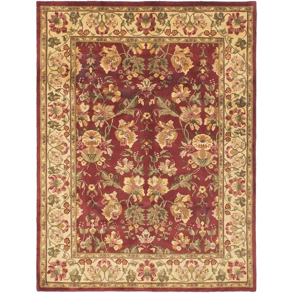 ECARPETGALLERY Hand-knotted Varanasi Dark Red Wool Rug - 7'0 x 9'0