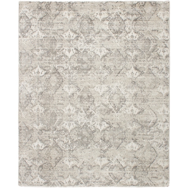 ECARPETGALLERY Hand Loomed Galleria Light Grey Silk Rug - 8'0 x 10'0