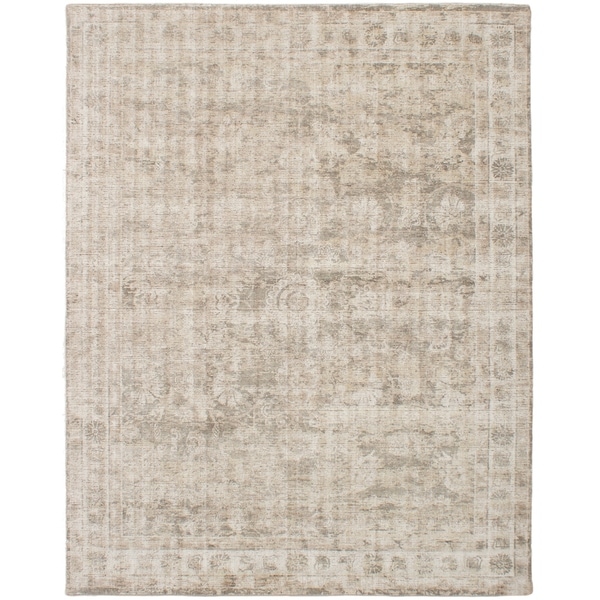 ECARPETGALLERY Hand Loomed Galleria Beige, Grey Silk Rug - 8'0 x 10'0