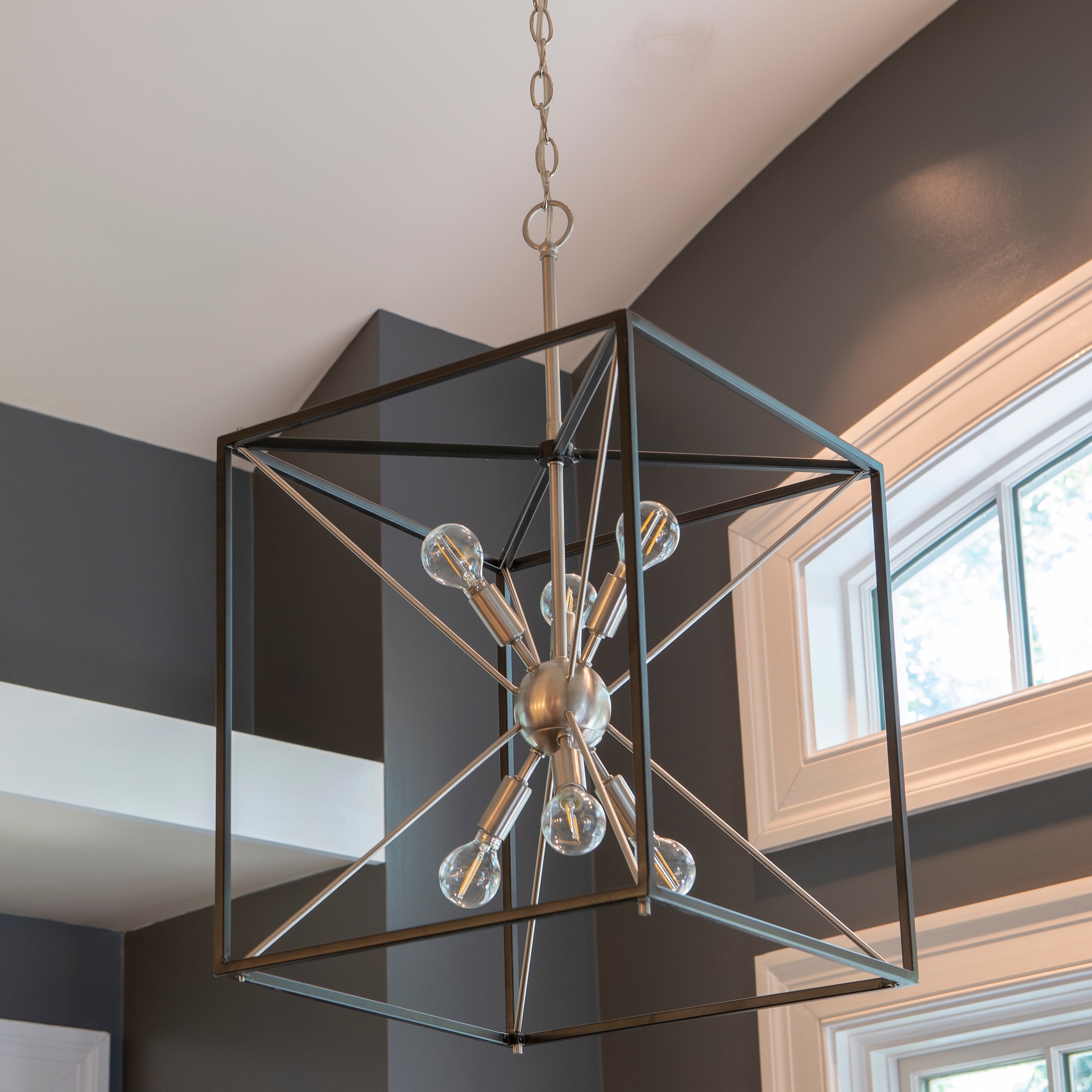 Sadler 6 Light Pendant - Silver and Black - Chandeliers For Bedrooms by Overstock.com