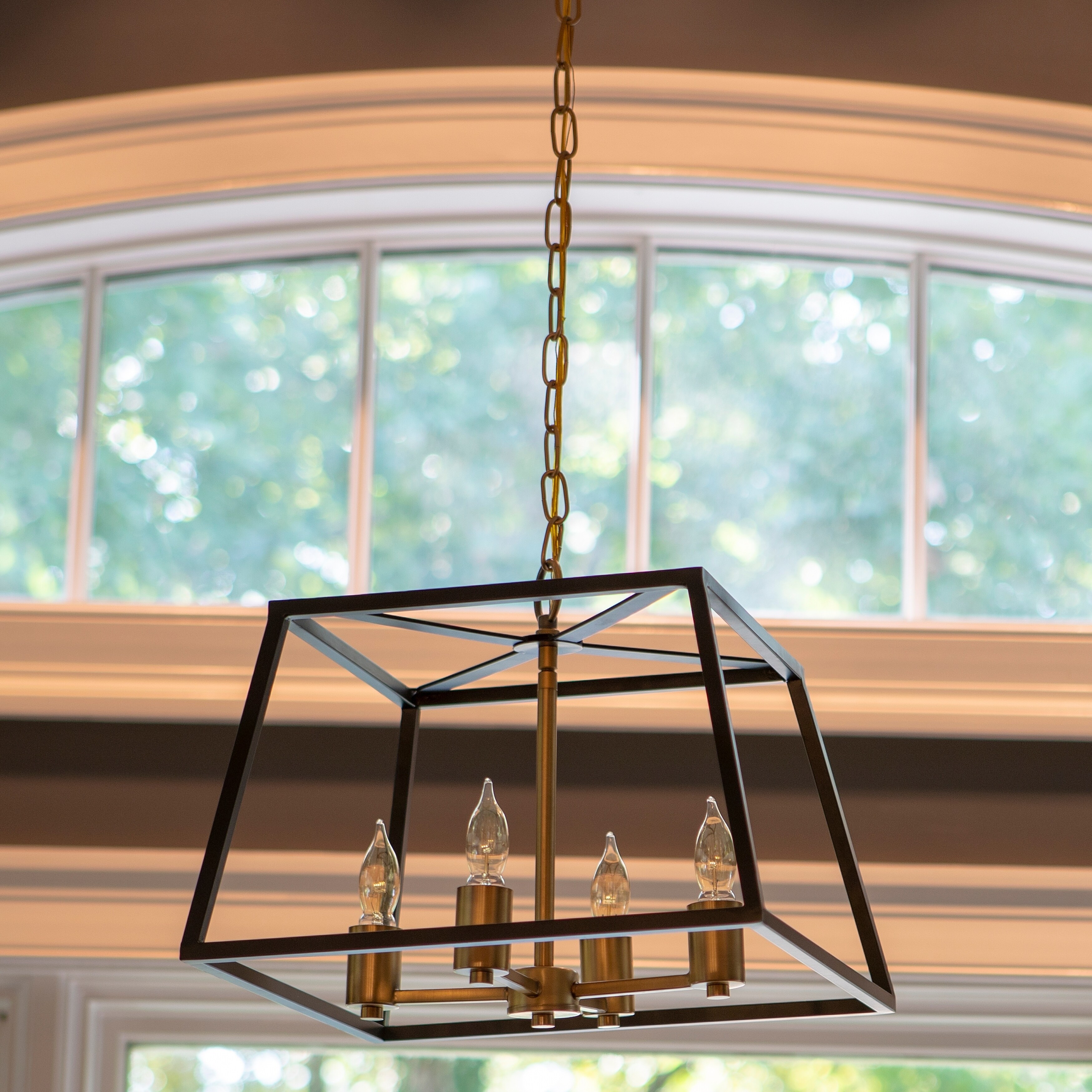 Allen 4 Light Pendant Black And Satin Br On Allen 4 Light Pendant Black And