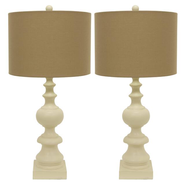 Set of 2 Distressed Resin Table Lamps