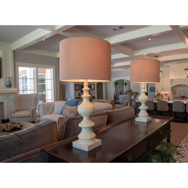 Set of 2 Distressed Resin Table Lamps