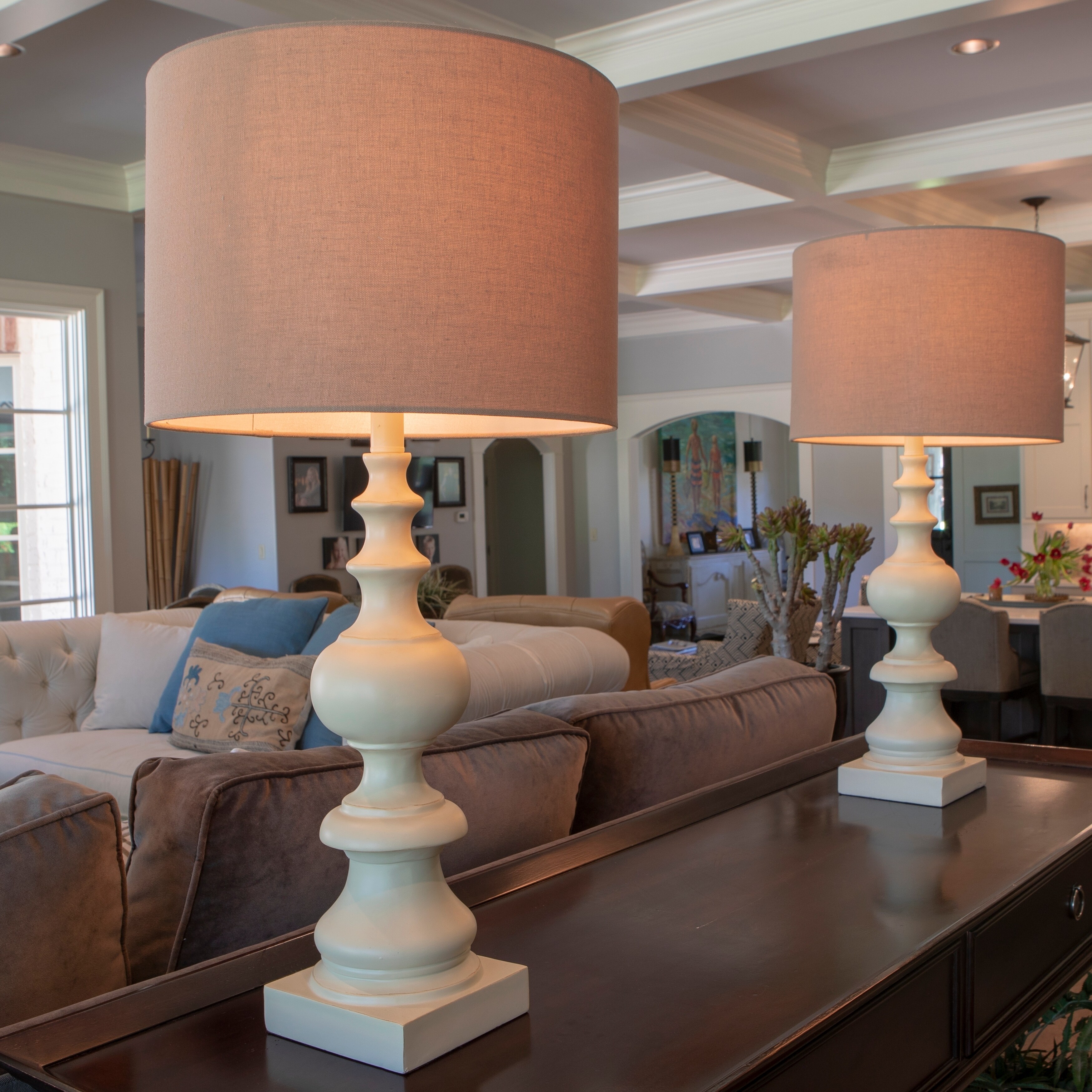 distressed cream table lamps set of 2