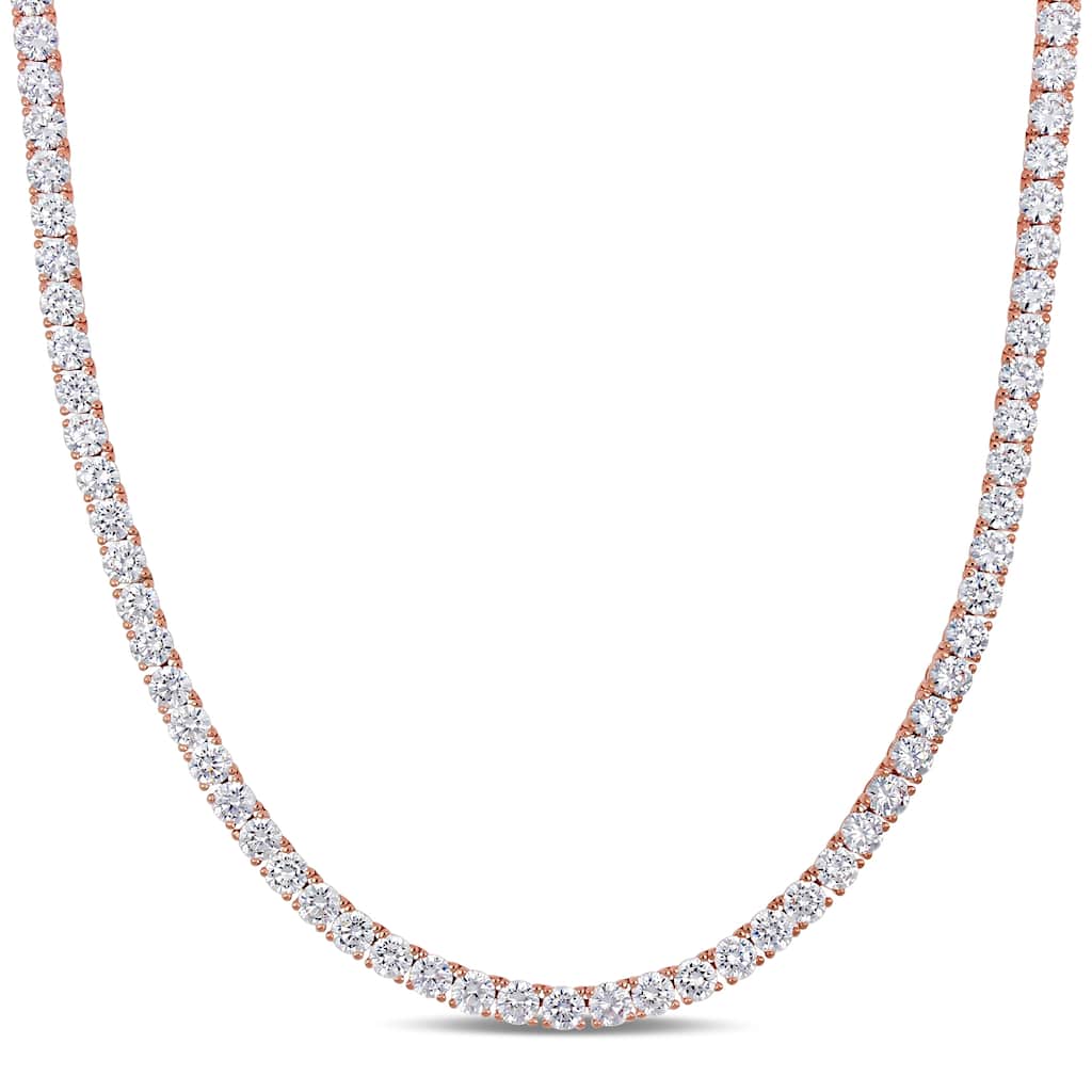 Miadora Rose Plated Sterling Silver 46 1/3ct TGW Cubic Zirconia Tennis Necklace
