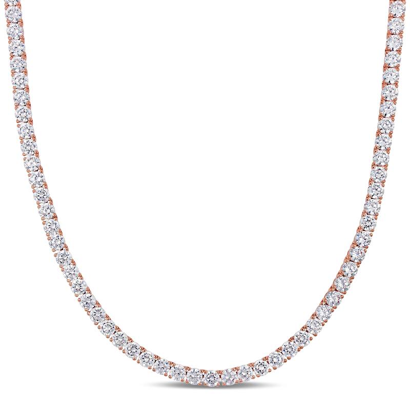 Miadora Rose Plated Sterling Silver 46 1/3ct TGW Cubic Zirconia Tennis Necklace