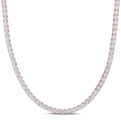 Miadora Rose Plated Sterling Silver 46 1/3ct TGW Cubic Zirconia Tennis Necklace