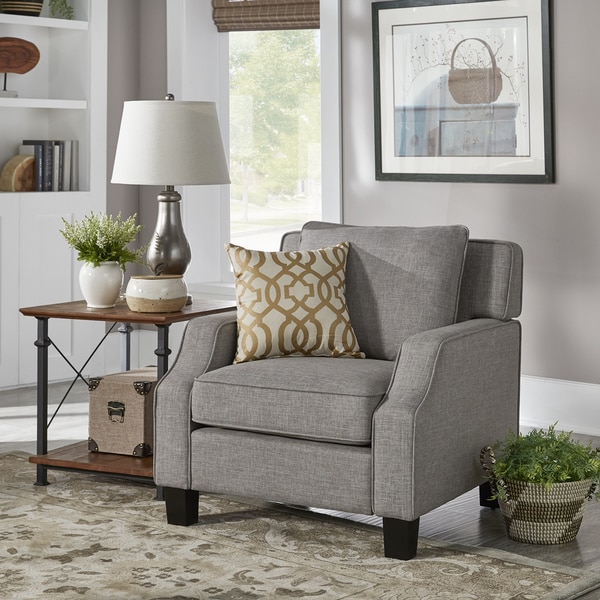 Porch & Den Dauphine Grey Linen Tailored Track Arm Chair