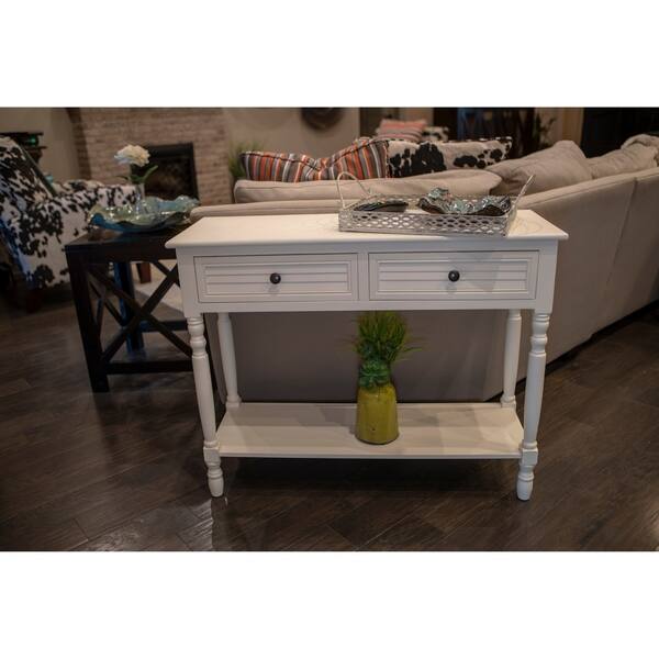 Shop Simplify Cream Shutter Style Drawer Console Table On Sale