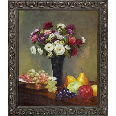 La Pastiche Henri Fantin-Latour 'Asters and Fruit on a Table' Hand Painted Oil Reproduction