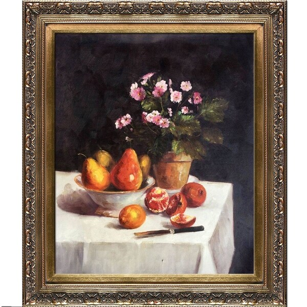Henri Fantin-Latour 'Still Life, Primroses, Pears and Promenates, 1873' Hand Painted Oil Reproduction