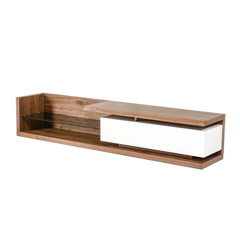 Modrest Jefferson Low Mid-Century Walnut & White TV Unit