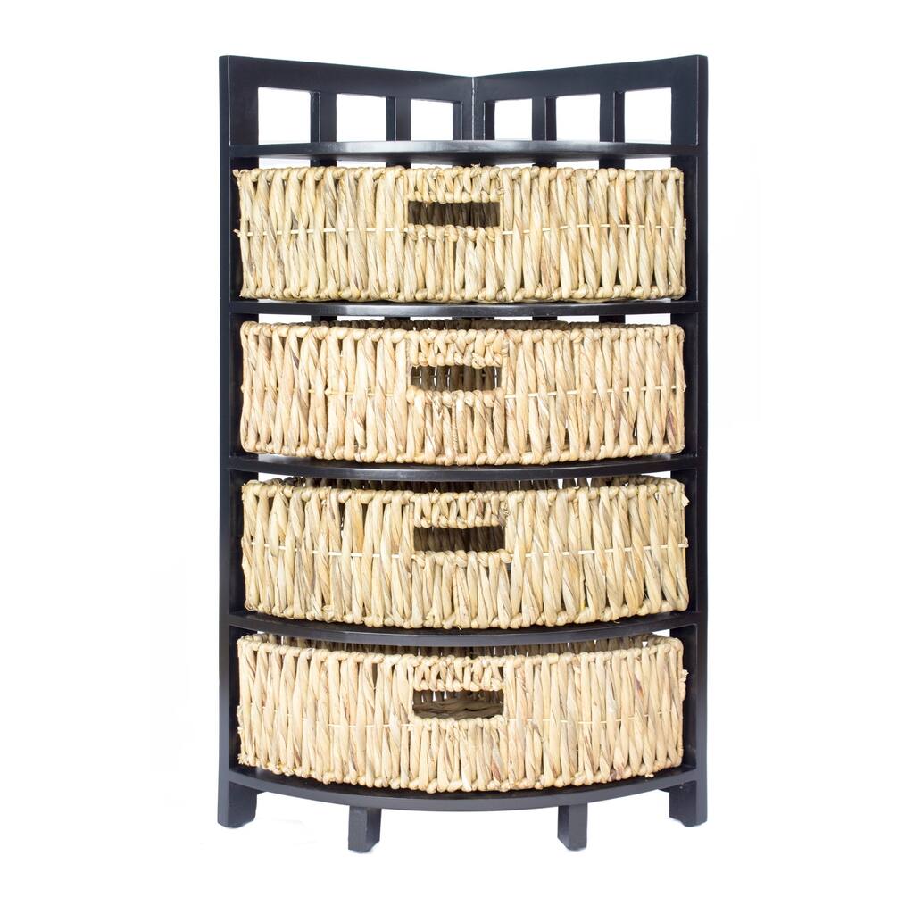Vale Corner Bookshelf Cabinet w/ 4 Storage Baskets