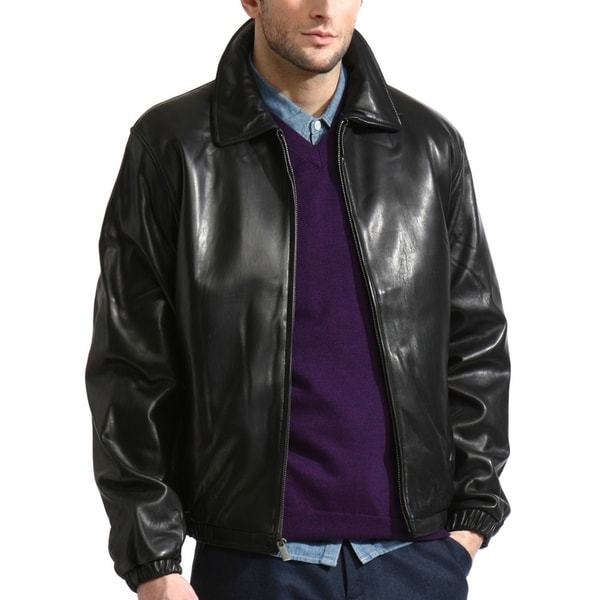 Men's Premium Lambskin Leather Bomber with Elasticized Cuffs/Waist
