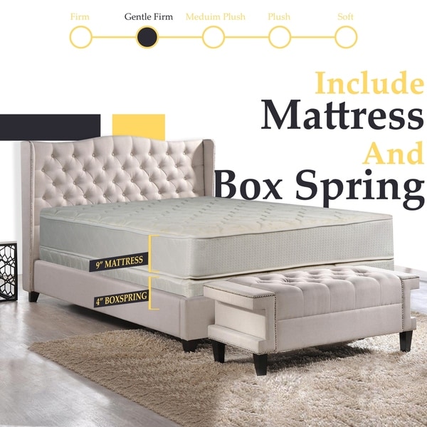 ONETAN,9-Inch Gentle Firm Tight top Innerspring Fully Assembled Mattress, Good For The Back, With 4-Inch Box Spring,