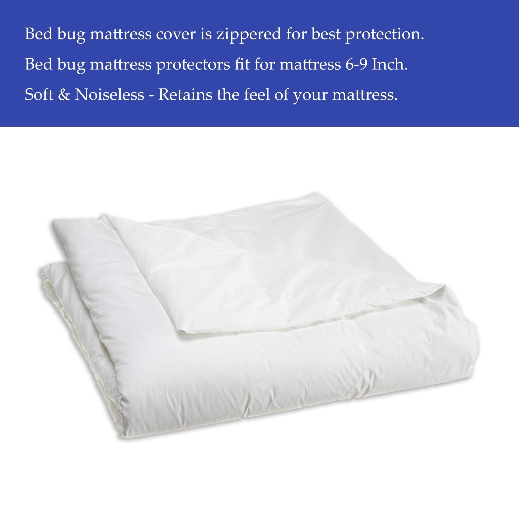 Mattress Cover Deep Pocket Fits Up to 16/" Zipper Protects From Bed Bugs Fabric