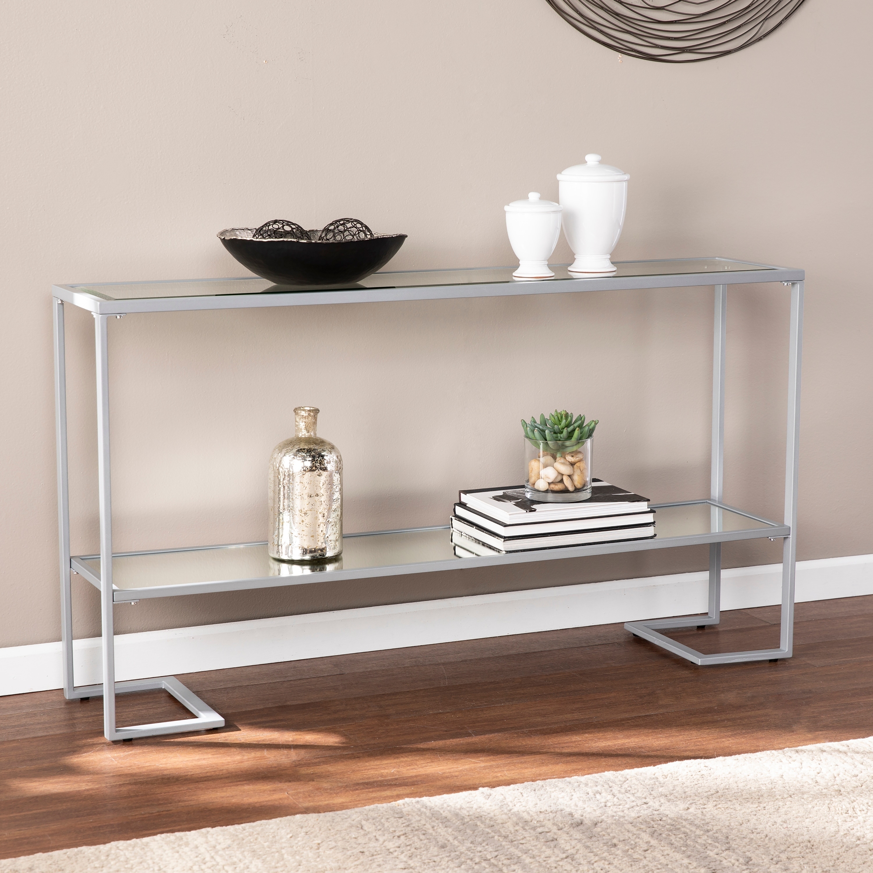 small console table with shelf