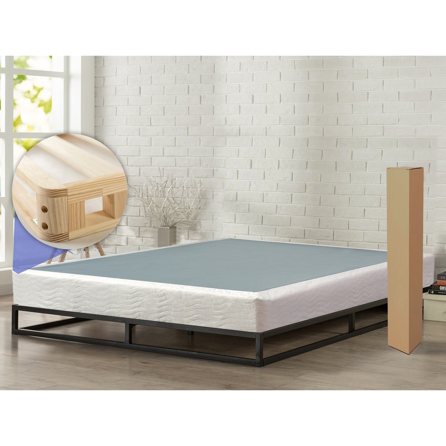 Spring Solution Twin Size 4 Fully Assembled Box Spring for Mattress Hollywood Collection