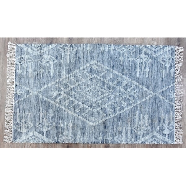 Handmade Kilim Kite Grey Wool Rug (India) - 8'x10'