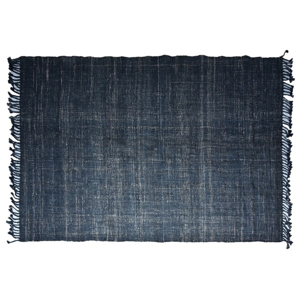 Handmade Textured Indigo Jute Rug (India) - 5'X8'