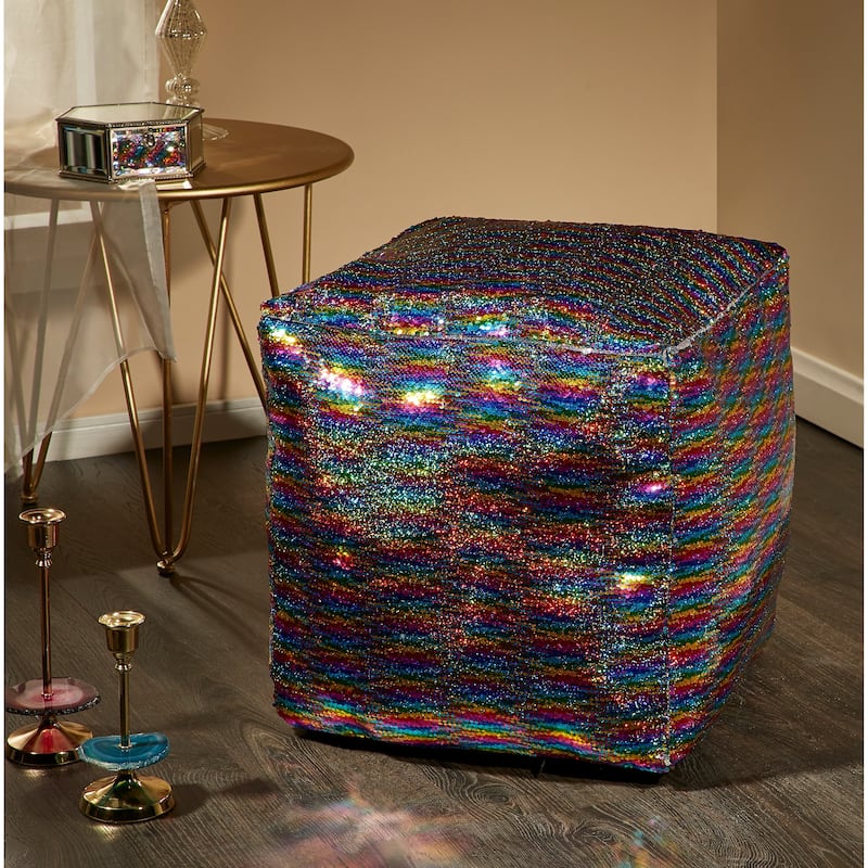Reversible Sequin Mermaid Pouf