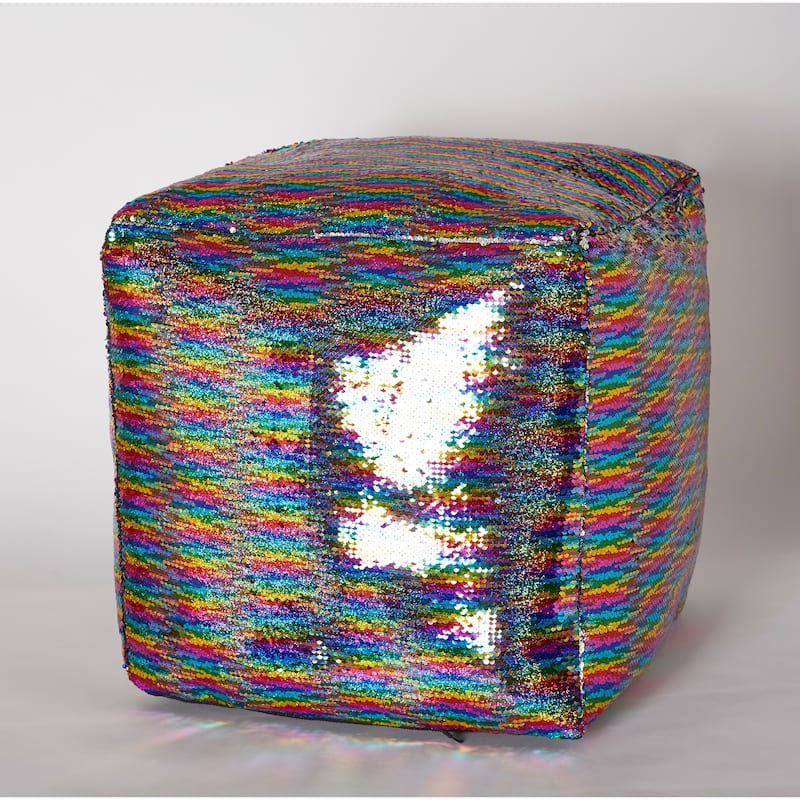 Reversible Sequin Mermaid Pouf