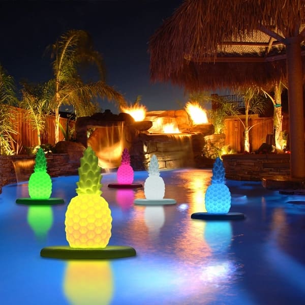 slide 1 of 6, Modern Home Deluxe Floating LED Glowing Pineapple w/Infrared Remote Control
