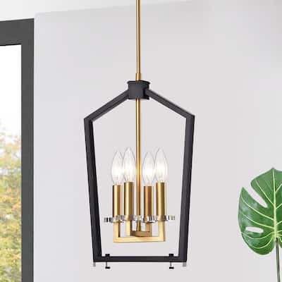 Rame 4-light Black and Gold Pendant Lamp