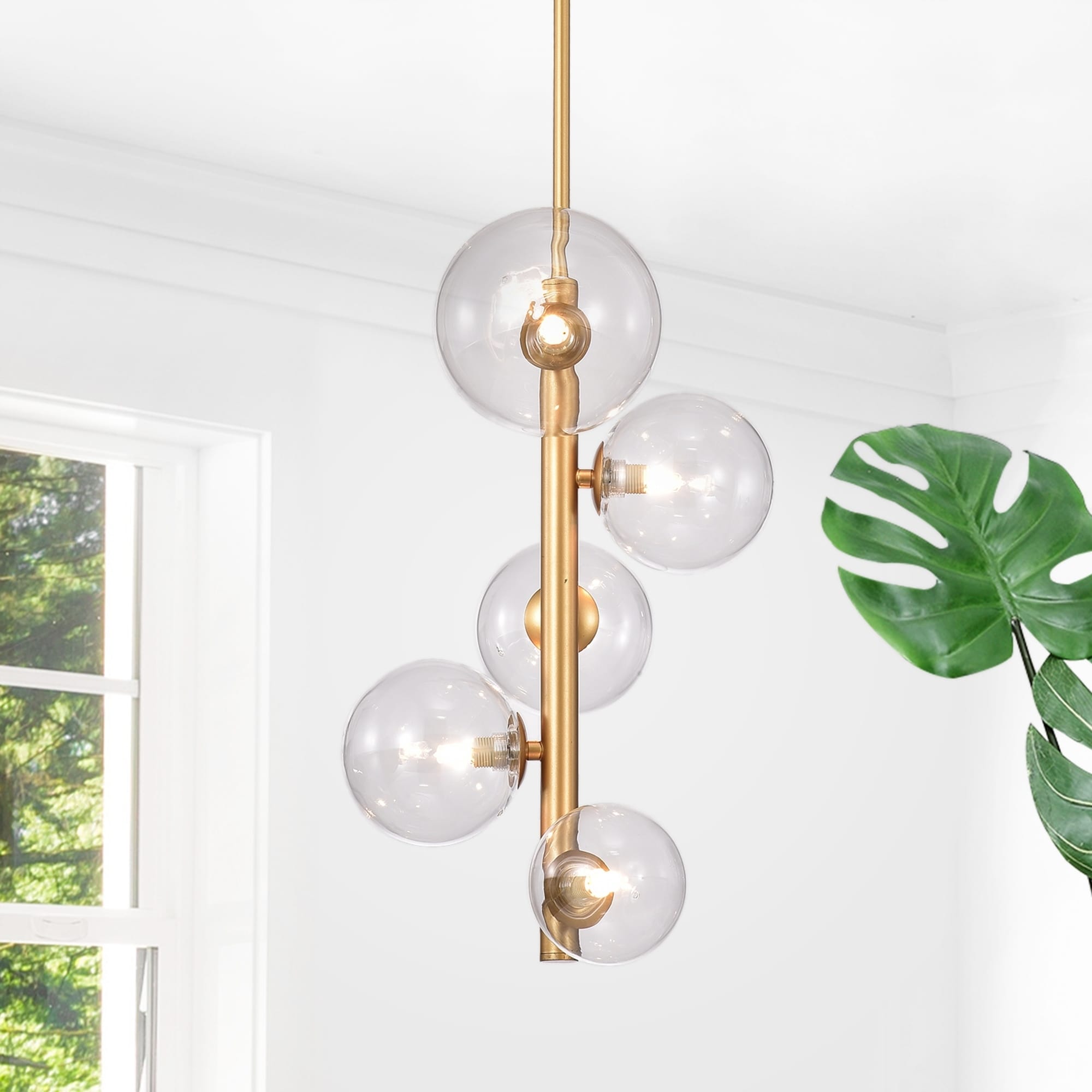 Warehouse of Tiffany Newill 5-light Vertical Chandelier with Variable Glass Globes