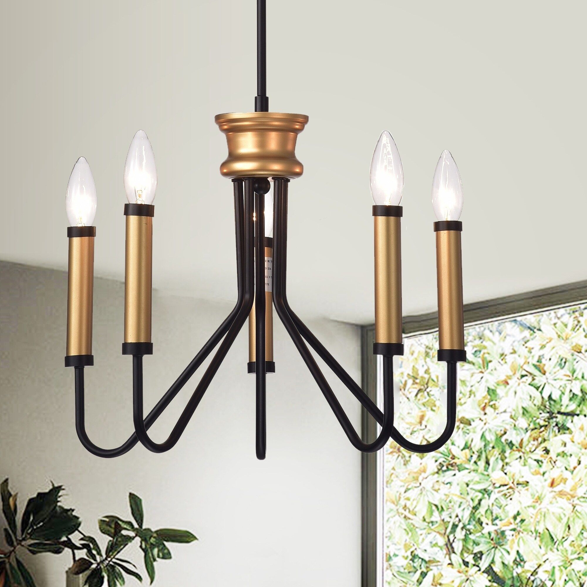 Miknee 5-light  Candelabra Gold Chandelier - Chandeliers For Bedrooms by Overstock.com