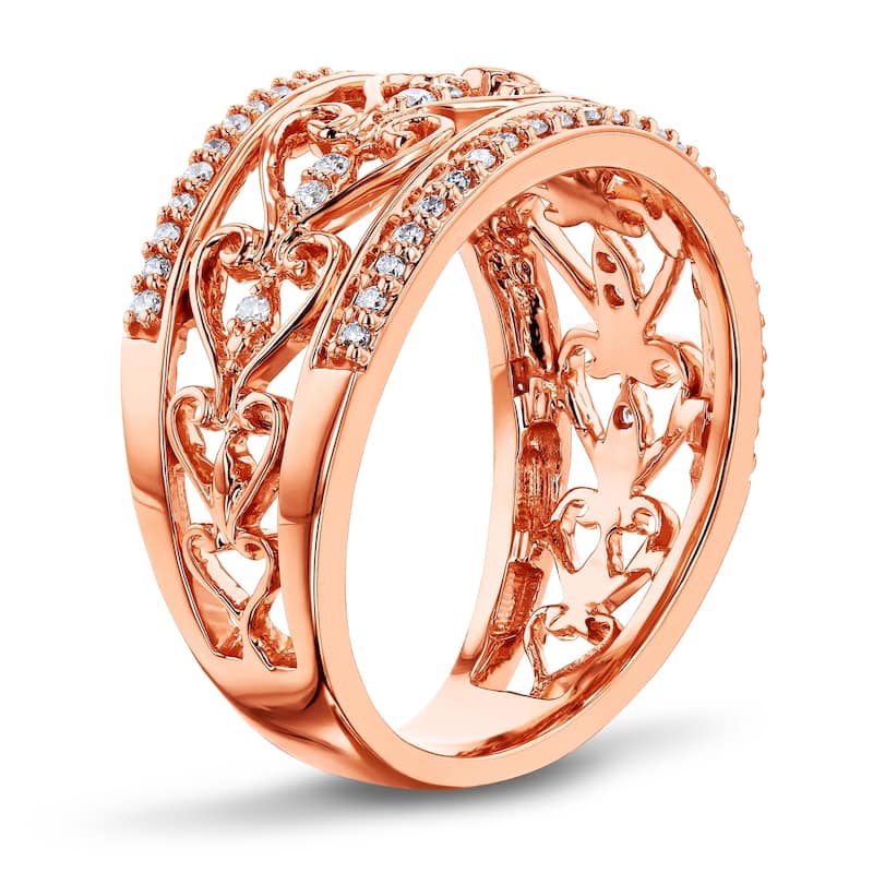 Annello by Kobelli 10k Rose Gold 1/3 Carat TDW Diamond Filigree Anniversary Ring