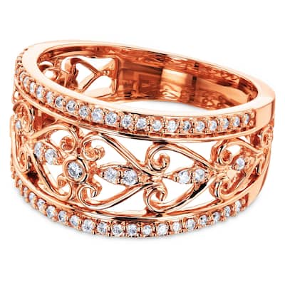 Annello by Kobelli 10k Rose Gold 1/3 Carat TDW Diamond Filigree Anniversary Ring