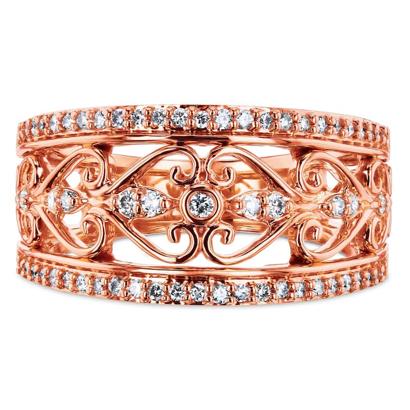 Annello by Kobelli 10k Rose Gold 1/3 Carat TDW Diamond Filigree Anniversary Ring