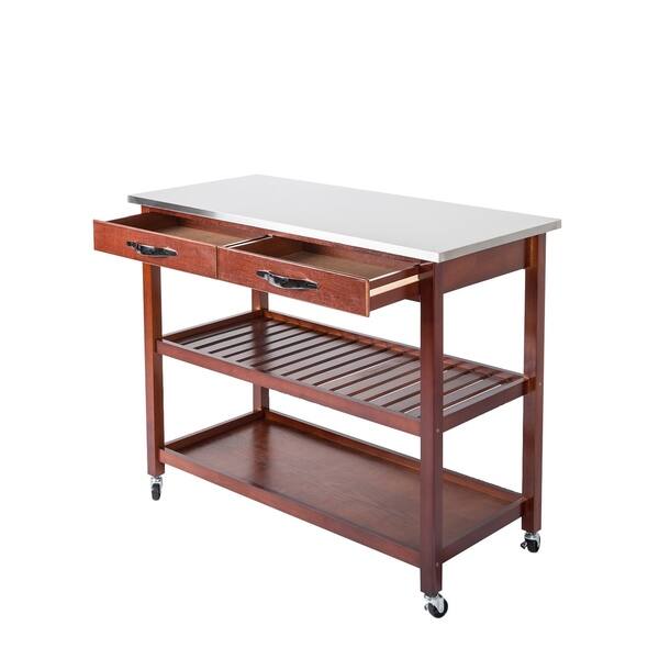 Kinbor 3 Tier Wood Rolling Kitchen Island Utility Kinbor 3 Tier Wood Rolling Kitchen