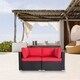 Kinbor 2-piece Outdoor Furniture Patio Love Seat All-Weather Sectional Wicker Corner Sofa - Thumbnail 7