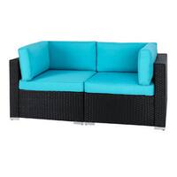 Kinbor 2-piece Outdoor Furniture Patio Love Seat All-Weather Sectional Wicker Corner Sofa