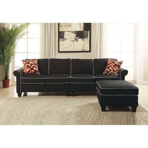 Plunge Black/Brown Fabric Modular Sectional Sofa Set