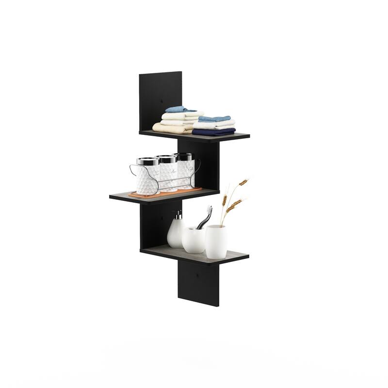 Porch & Den Munjoy Modern 3-tier Wall Floating Corner Shelf