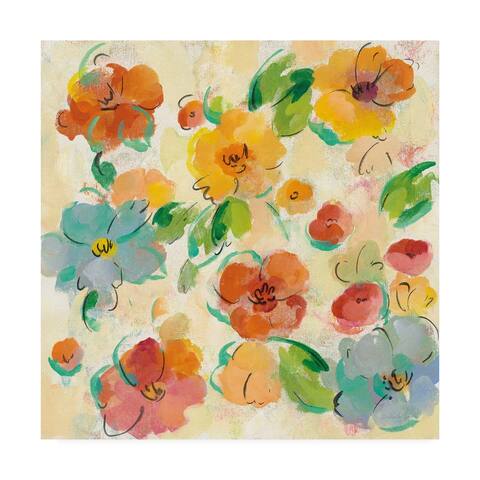 Silvia Vassileva 'Playful Floral Trio Iii' Canvas Art