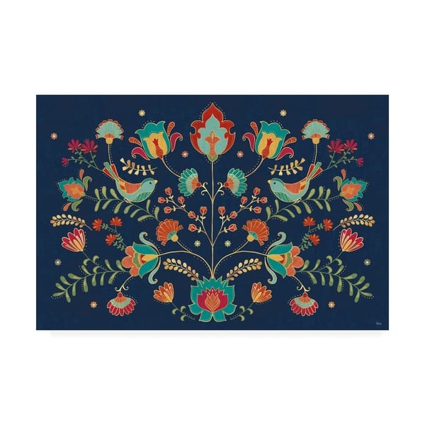 Veronique Charron 'Folk Floral 1 Dark' Canvas Art - On Sale - Bed Bath ...