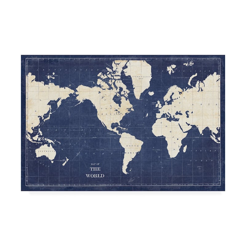 Sue Schlabach 'Blueprint World Map' Canvas Art